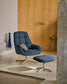Poltrona girevole Jaspe blu e metallo con finitura grigio