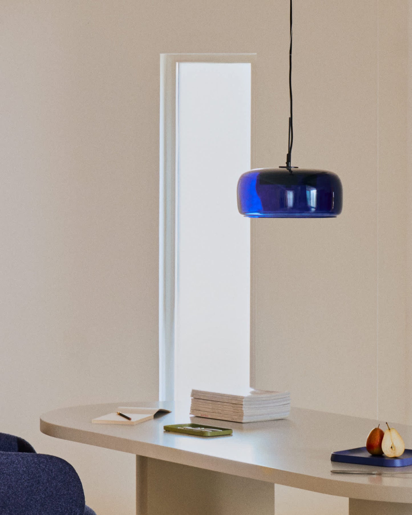 Lampada a soffitto Reig di vetro blu Ø 38 cm