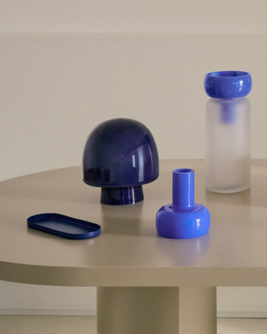 Lampada da tavolo Reig di vetro blu