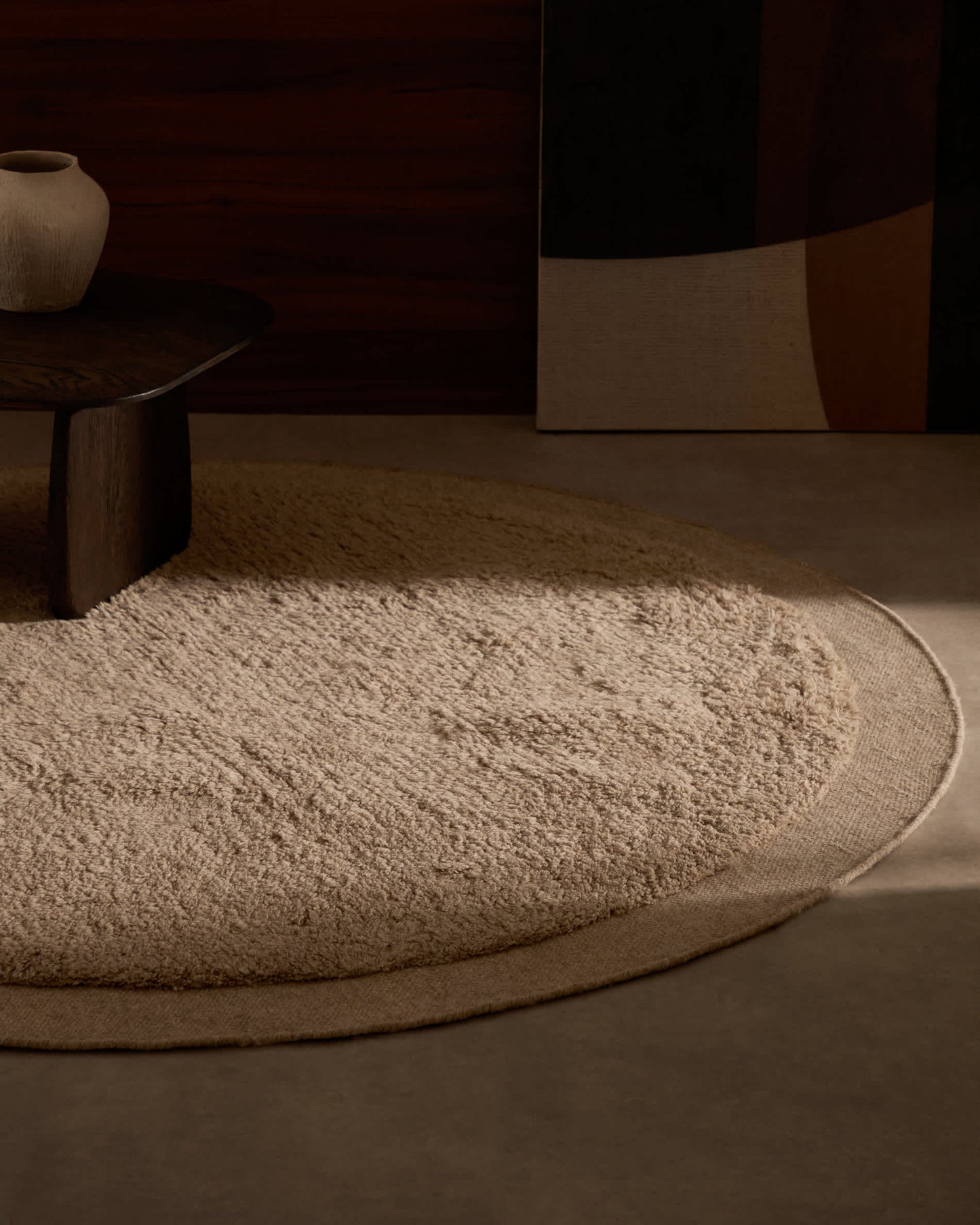 Tappeto rotondo Marely di lana beige Ø 200 cm