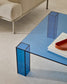 Tavolo d’appoggio Adularia di vetro temperato blu 85 x 85 cm