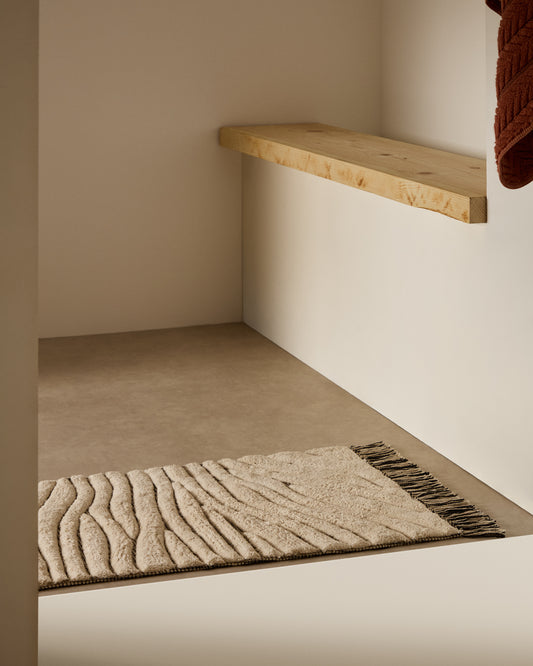 Tappeto da bagno Crilda di cotone bianco 50 x 70 cm