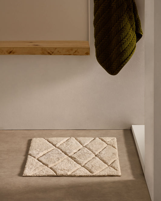 Tappeto Nyana da bagno di cotone bianco 50 x 70 cm