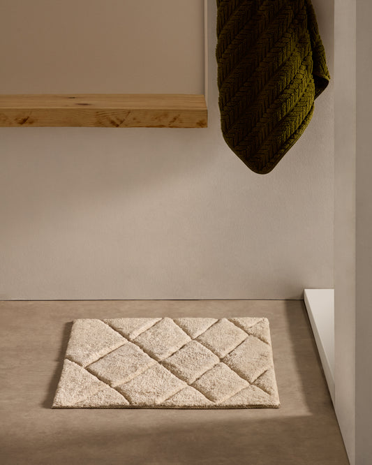 Tappeto Nyana da bagno di cotone bianco 50 x 70 cm