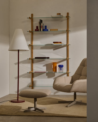 Sitra scaffalatura modulare 6 ripiani in vetro e rovere massiccio 90 cm