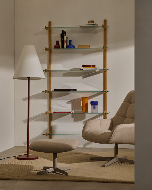 Sitra scaffalatura modulare 6 ripiani in vetro e rovere massiccio 90 cm