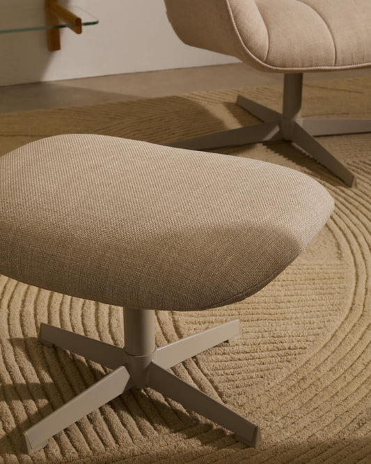 Poggiapiedi Jaspe beige e metallo con finitura grigio