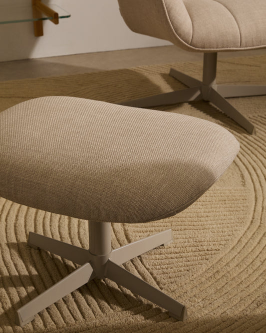 Poggiapiedi Jaspe beige e metallo con finitura grigio