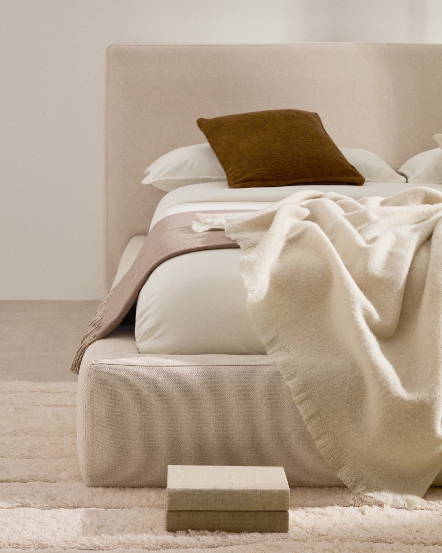 Letto sfoderabile Blok écru per materasso 90 x 200 cm