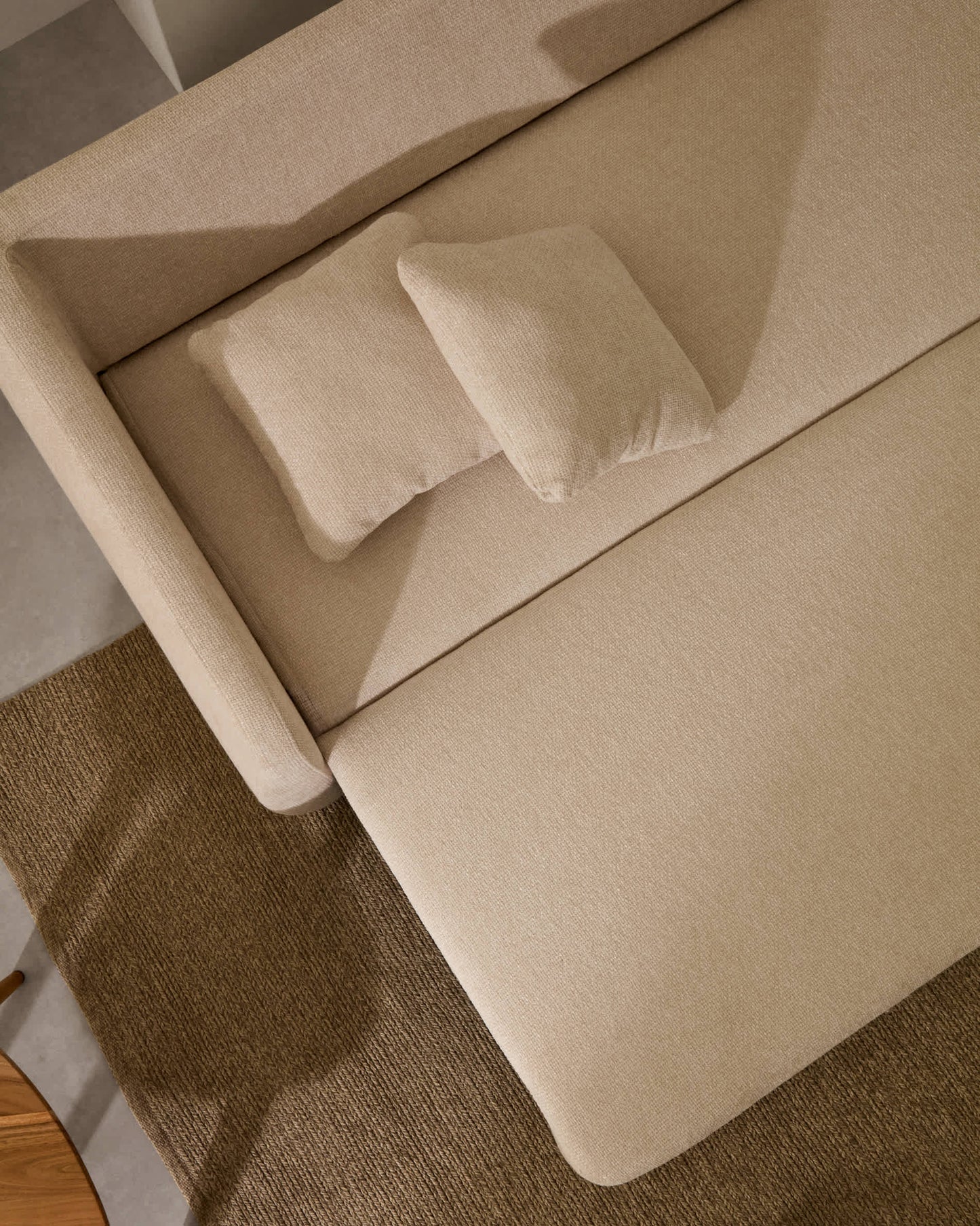 Divano letto Laira a 3 posti in ciniglia écru 218 cm