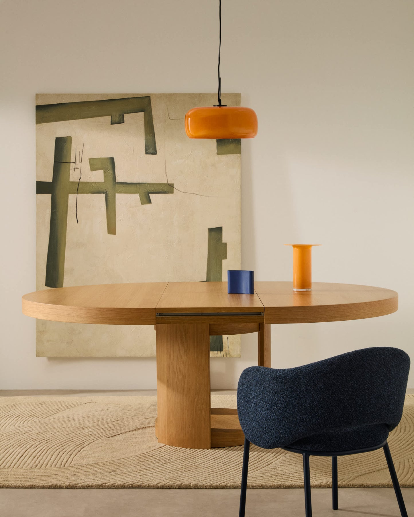 Tavolo rotondo allungabile Artis in legno massiccio e impiallacciatura in rovere 150 (200) x 80 cm