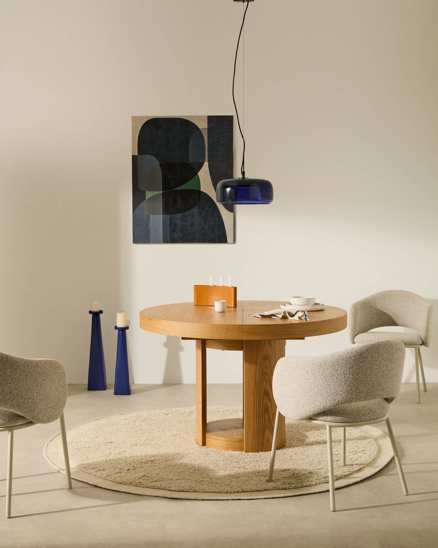 Tavolo rotondo allungabile Artis in legno massiccio e impiallacciatura in rovere 120 (170) x 80 cm