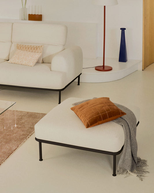 Pouf Aurum écru in metallo grigio opaco 85 x 85 cm