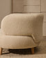 Poltrona Luisa in tessuto bouclé écru in legno massiccio di faggio 90 cm