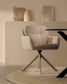 Sedia girevole Lexa di ciniglia beige e gambe in acciaio con finitura beige