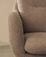 Sedia girevole Lexa di ciniglia beige e gambe in acciaio con finitura beige