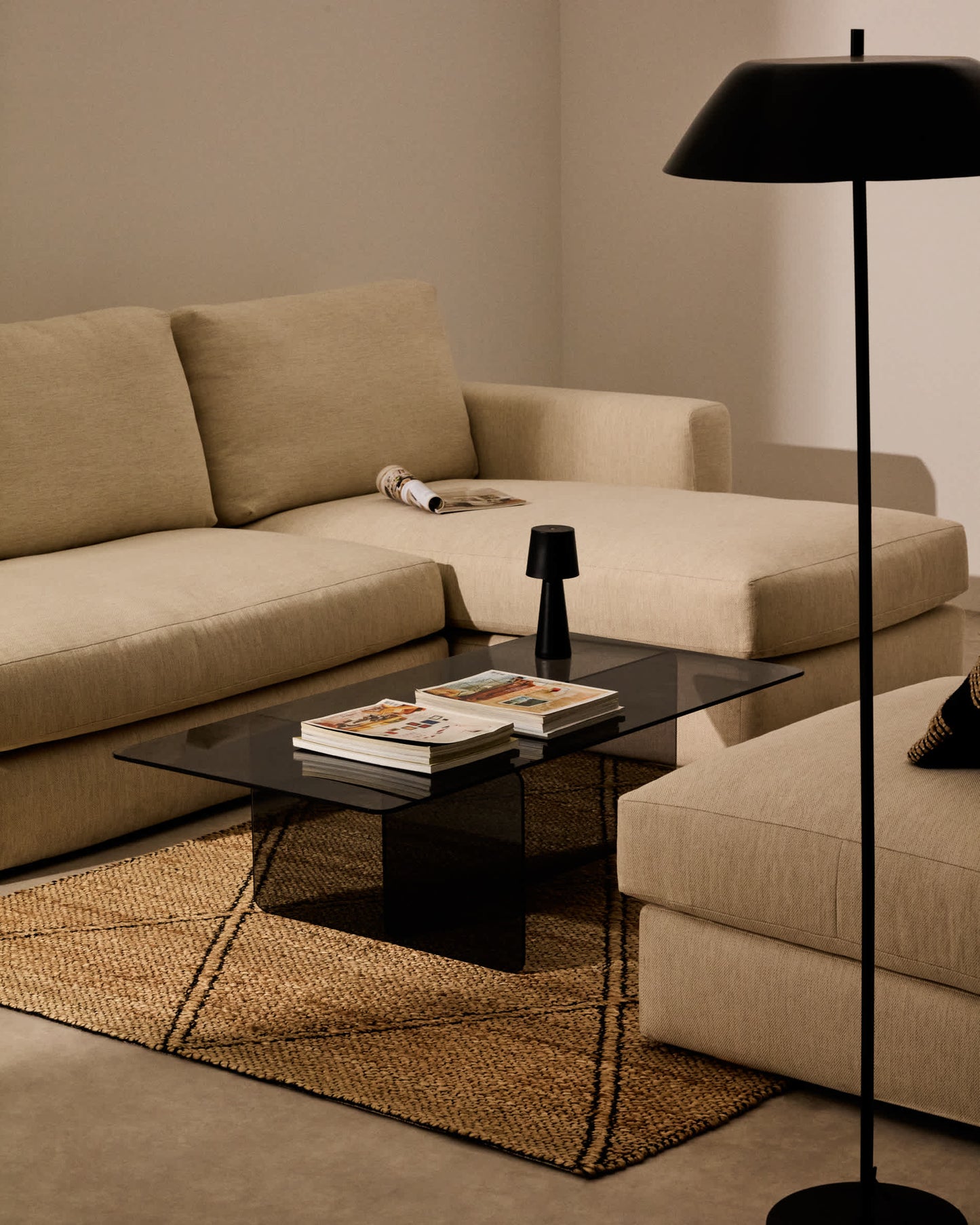 Tavolino salotto Zaren di vetro temperato grigio 120 x 60 cm