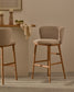 Sgabello Ciselia ciniglia beige legno di frassino finitura tono naturale 75 cm