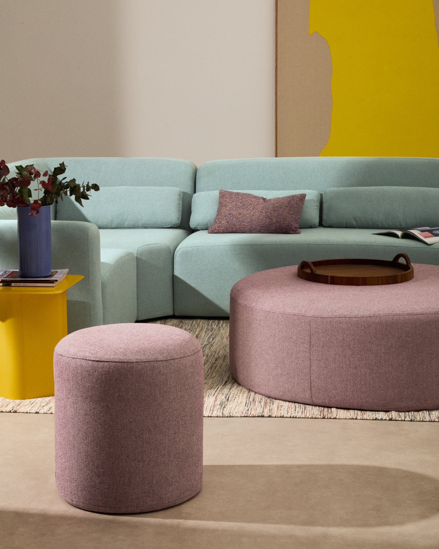 Pouf sfoderabile Kaeli viola Ø 43 cm