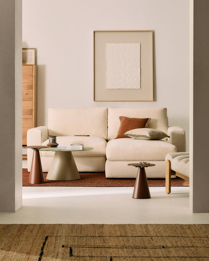 Divano modulare Alea 3 posti sfoderabile in ciniglia chaise longue destra écru 220 cm
