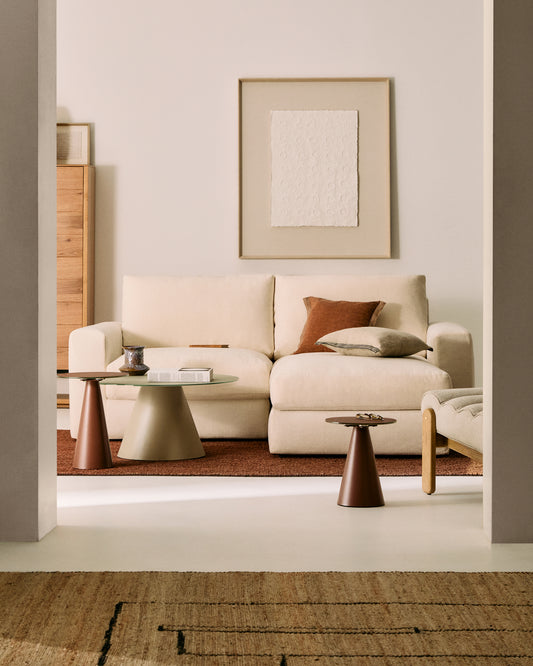 Divano modulare Alea 3 posti sfoderabile in ciniglia chaise longue destra écru 220 cm