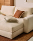 Divano modulare Alea 3 posti sfoderabile in ciniglia chaise longue destra écru 220 cm