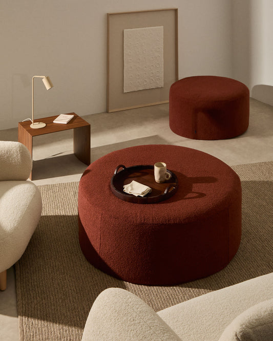 Pouf sfoderabile Kaeli in tessuto bouclé terracotta Ø 90 cm