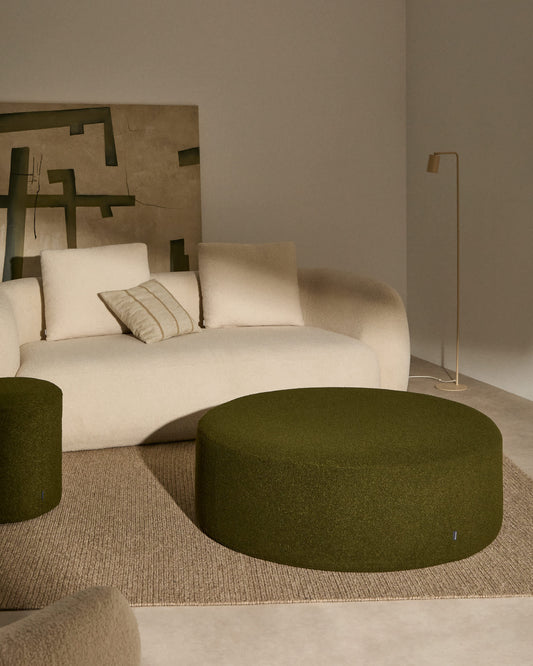 Pouf sfoderabile Kaeli in tessuto bouclé verde Ø 120 cm
