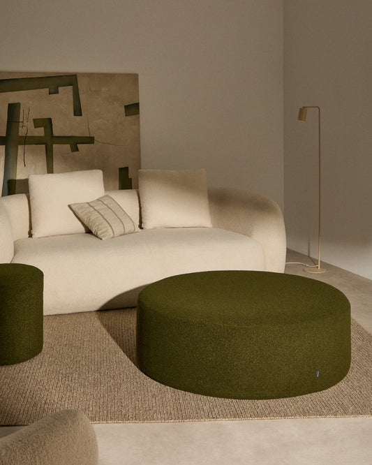 Pouf sfoderabile Kaeli in tessuto bouclé verde Ø 120 cm