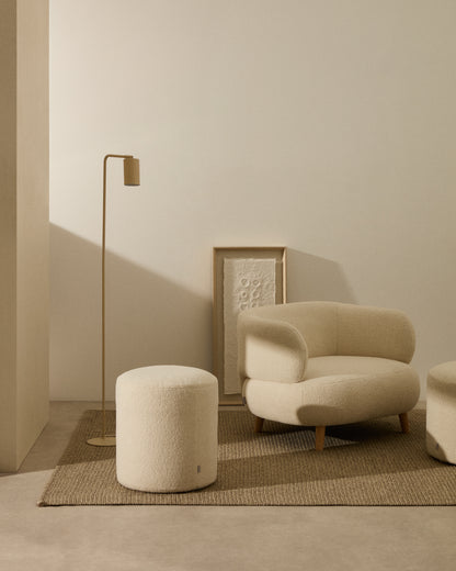Pouf sfoderabile Kaeli in tessuto bouclé écru Ø 43 cm