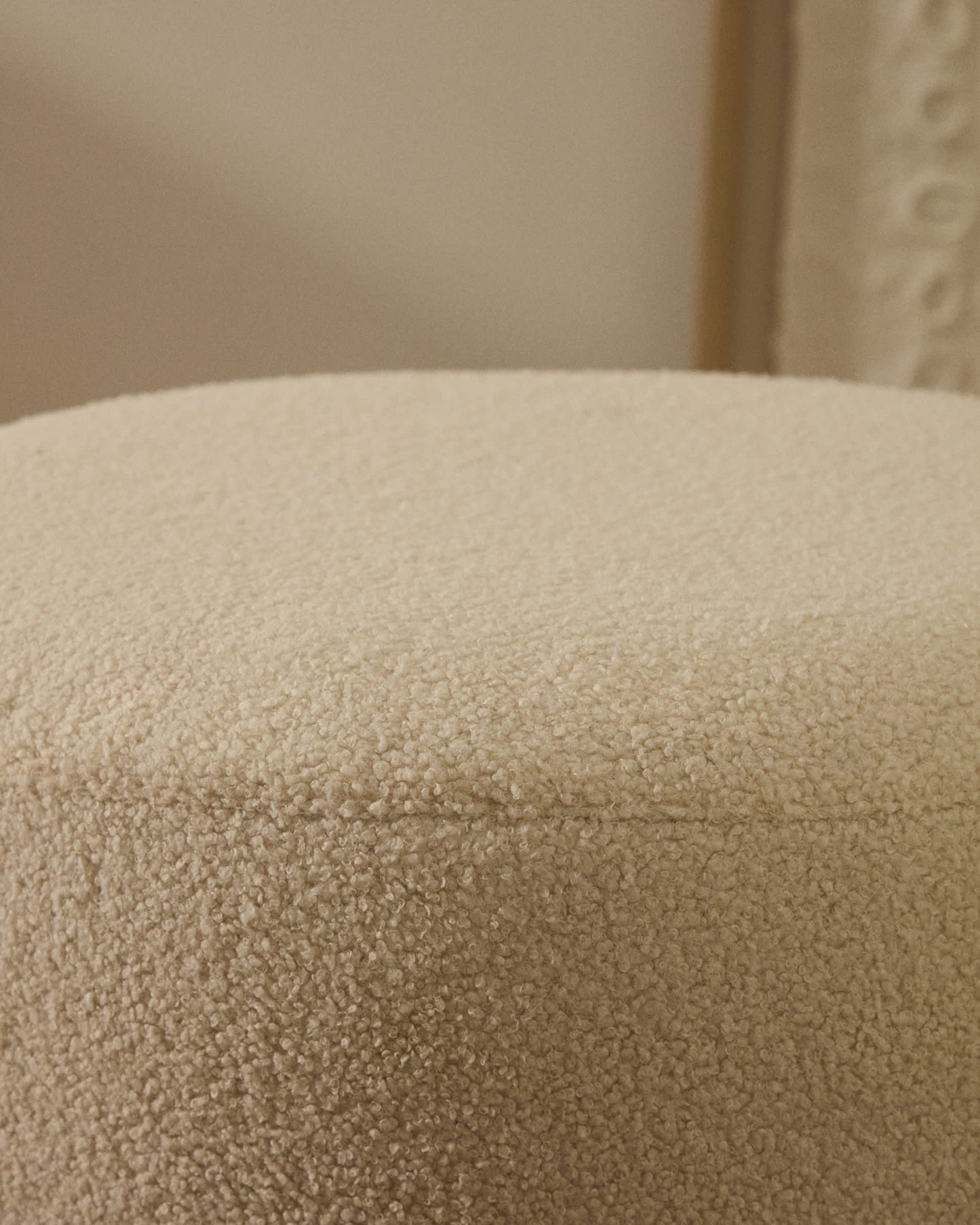 Pouf sfoderabile Kaeli in tessuto bouclé écru Ø 60 cm