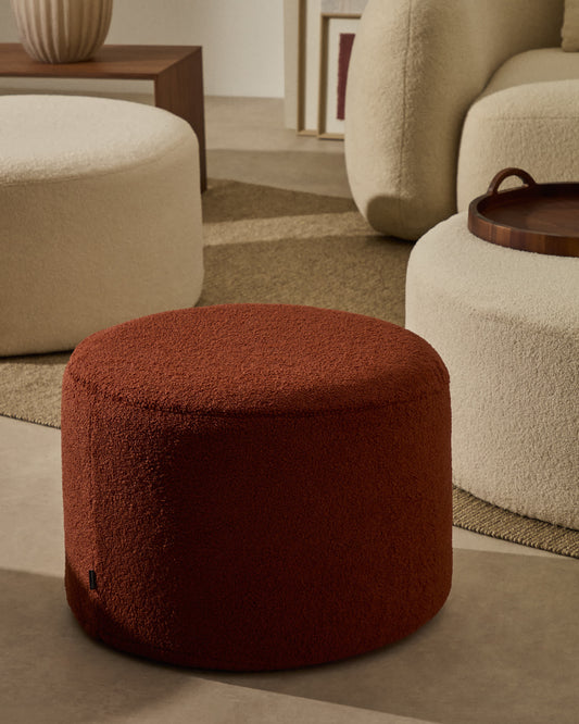 Pouf sfoderabile Kaeli in tessuto bouclé terracotta Ø 60 cm