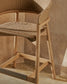 Sgabello Arinella in legno massiccio di acacia con finitura naturale e corda beige 65 cm