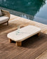 Tavolino da salotto Labra in cemento e legno d'acacia 140 x 70 cm