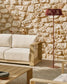 Divano Ambra a 3 posti in legno massiccio di acacia con finitura chiara 249 cm