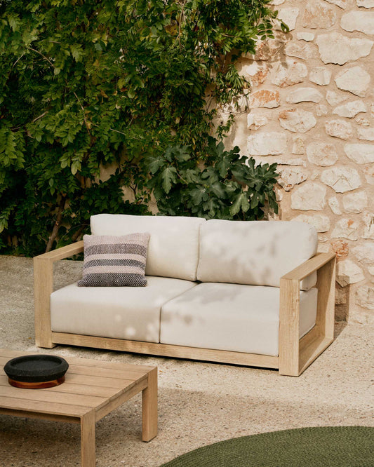 Divano Ambra a 2 posti in legno massiccio di acacia con finitura chiara 174 cm