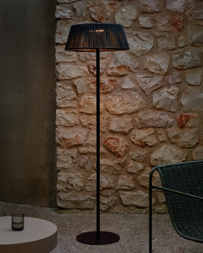 Piantana solare per esterni Aldet in corda nera e verde mélange con base in metallo nera Ø 46 cm