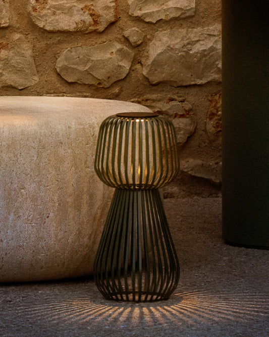 Lampada da tavolo solare Reiba in metallo verde