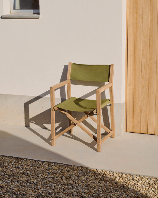 Sedia pieghevole da esterno Vilara verde in legno massiccio di acacia