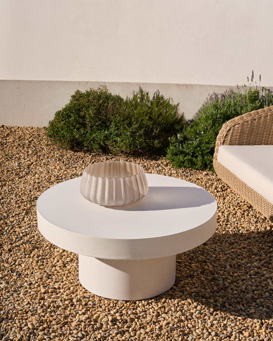 Tavolino Aiguablava rotondo in cemento bianco Ø 90 cm