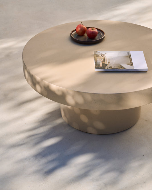 Tavolino Aiguablava in cemento beige Ø 90 cm