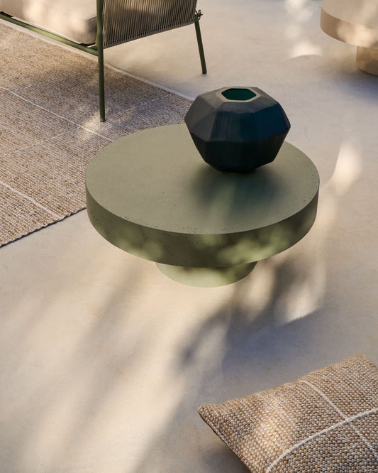 Tavolino Aiguablava da salotto in cemento verde Ø 66 cm