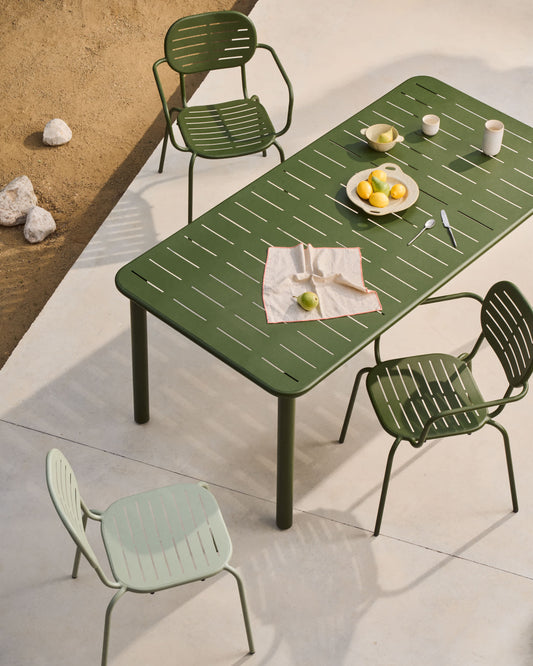Tavolo da esterno Brai in acciaio zincato verde 180 x 90 cm