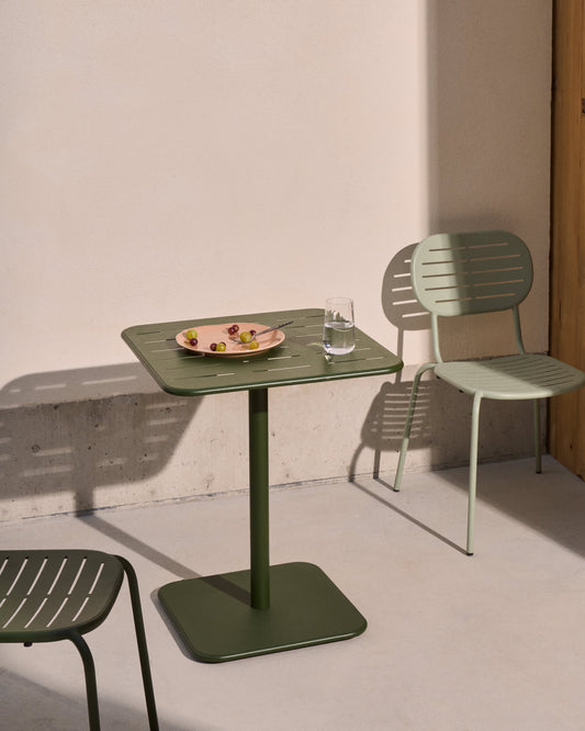 Tavolo da esterno Brai in acciaio zincato verde 70 x 70 cm