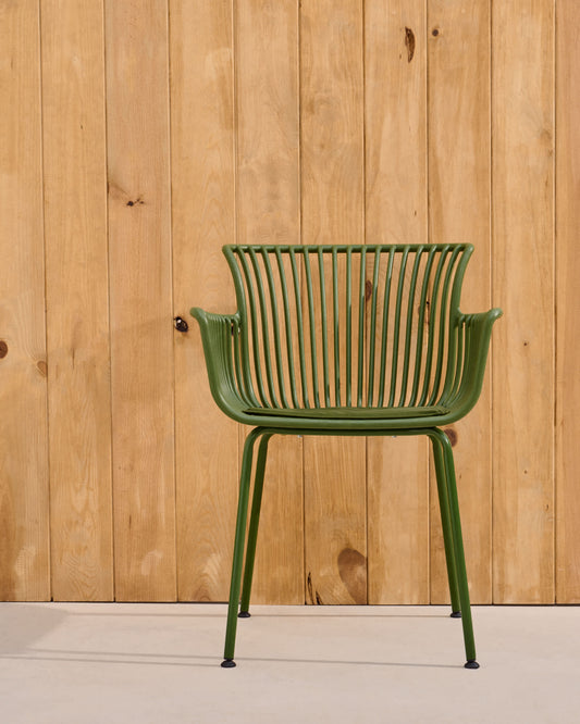 Sedia da esterno Surpika con gambe in acciaio verde
