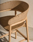 Sgabello Arinella in legno massiccio di acacia finitura naturale e corda beige 75 cm