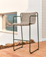 Sgabello Maurina in acciaio zincato verde e corda ecru e grigia 64,5 cm