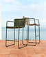 Sgabello Maurina in acciaio zincato verde e corda ecru e grigia 74,5 cm