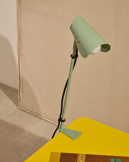 Lampada da tavolo con morsetto Jula in metallo verde