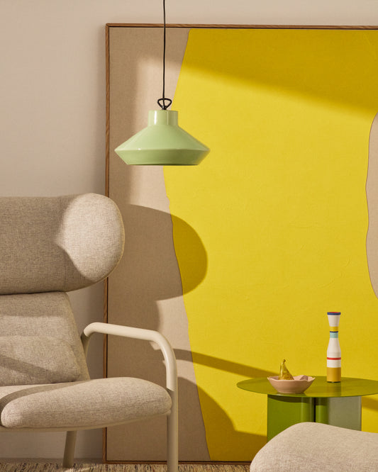 Lampada da soffitto Portol in ceramica verde